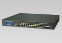GS-5220-24P4XVR * L2+ 24-Port 10/100/1000T 802.3at PoE + 4-Port 10G SFP+ Managed Switch with LCD Touch Screen and Redundant Power