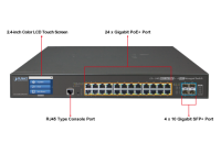 GS-5220-24PL4XVR * L2+ 24-Port 10/100/1000T 802.3at PoE + 4-Port 10G SFP+ Managed Switch with LCD touch screen