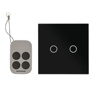 AJ-TSB-02-bk * Intrerupator dublu cu actionare la atingere (touch), cu 2 butoane si telecomanda RF, negru