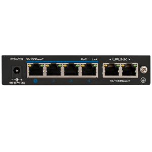 UTP3-SW04-TP60 * Switch PoE+ 6 porturi 10/100Base-T (4 downlink, 2 uplink) pentru sisteme de supraveghere