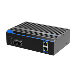 UTP7202GE-POE *  Switch industrial cu 2 porturi ethernet gigabit POE+ si 2 porturi gigabit SFP, alimentare 12~48Vcc, POE watchdog, Fast Ring, BSP