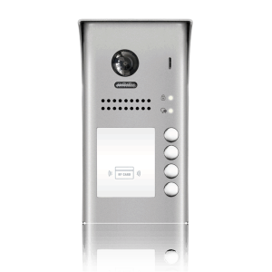 DT607-ID-S4(v2) * Panou video color de apel exterior, cu conexiune pe 2 fire, camera WIDE ANGLE 170°, pentru patru abonati, control acces