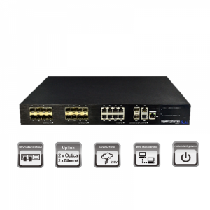 UTP7524GE-16GF8GT * Switch industrial 16 porturi SFP 1000Base-SX/LX downlink, 8 porturi 1000Base-T downlink, 2 porturi SFP 1000Base-SX/LX uplink, 2 porturi 1000Base-T uplink, 1 port consola