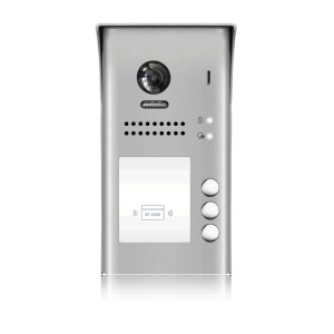 DT607-ID-S3 * Panou video color de apel exterior, cu conexiune pe 2 fire, camera WIDE ANGLE 170°, pentru trei abonati