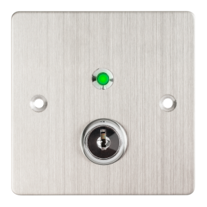 KY-B-SS-2-rdgn * Buton de iesire incastrabil/aplicabil cu carcasa, cu cheie, cu led