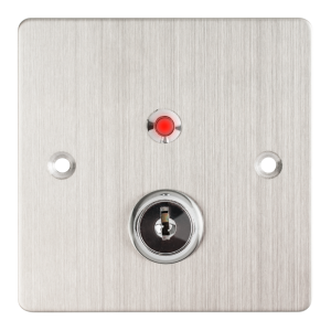 KY-B-SS-2-rdgn * Buton de iesire incastrabil/aplicabil cu carcasa, cu cheie, cu led