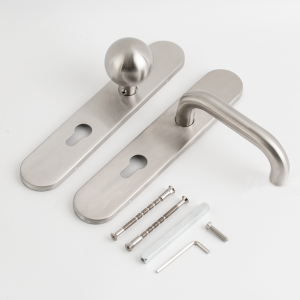 YH-D90L-85 * Set manere cu clanta tubulara si buton fix drept cu shield interax 85