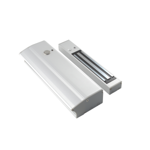 YM-280T(LED)H * Electromagnet aplicabil de 280kgf, cu maner pentru usi cu deschidere in interior si cu led de stare